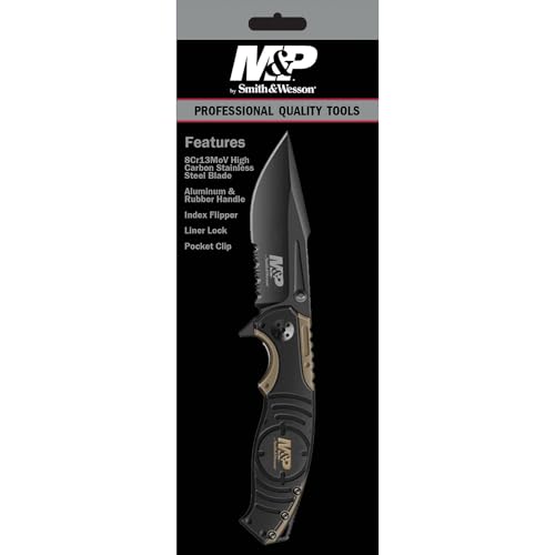 Smith & Wesson M&P SWMP13BS Black/FDE 8.2in High Carbon Steel Folding Knife for Survival & EDC