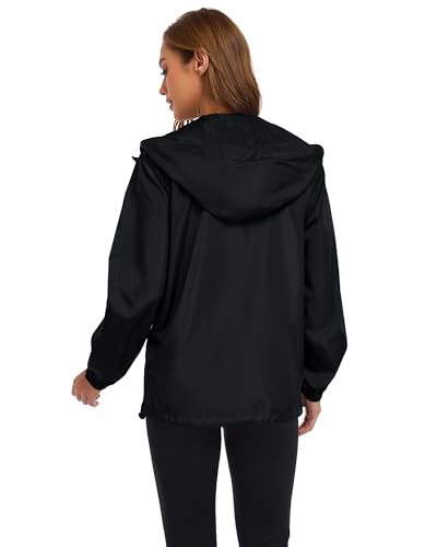 Hount Women's Waterproof Rain Jacket - Lightweight Packable Hooded Windbreaker