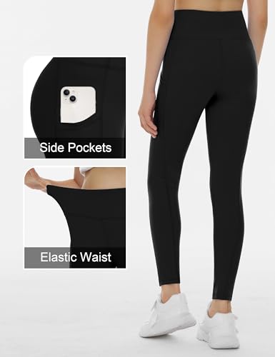 THE GYM PEOPLE Girls High Waist Workout Leggings Kids Dance Yoga Pants Large Black