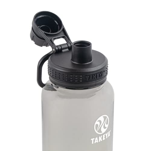 Takeya Tritan Sport 40 oz Water Bottle with Spout Lid - Stormy Black, BPA-Free & Dishwasher Safe