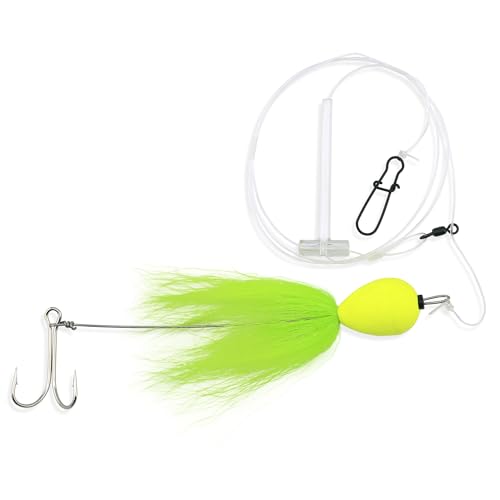 Aqua-Clear Chartreuse Mullet Rig Fishing Hooks for Saltwater Surf & Shore Fishing