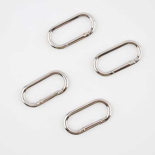 GIYAWA 4Pcs Silver Oval Spring Ring Clips Carabiner Key Rings for Bags & Crafts