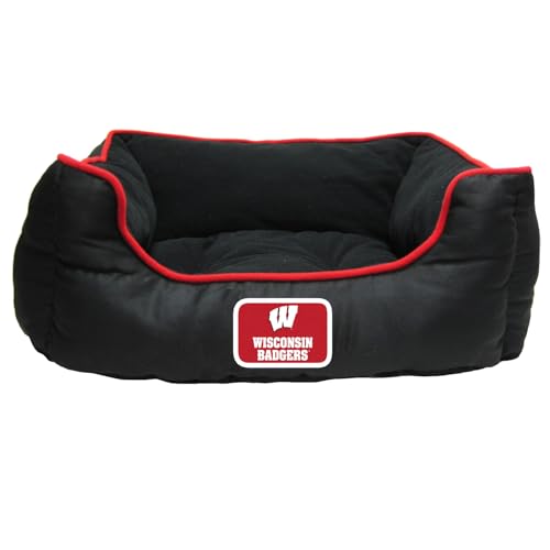 NCAA Wisconsin Badgers Dog Cuddle Bed - Comfortable Pet Bed