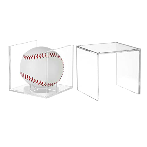 2 Pack Baseball Display Case with UV Protection - Acrylic Cube