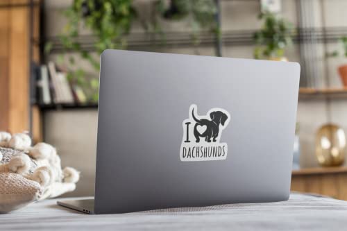 2 Pack Dachshund Vinyl Decal Stickers - I Love My Wiener Dog - Car & Laptop Decor