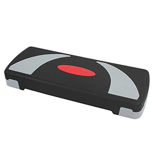 Aerobic Step Platform - 31-Inch Adjustable Workout Stepper - Black-Grey