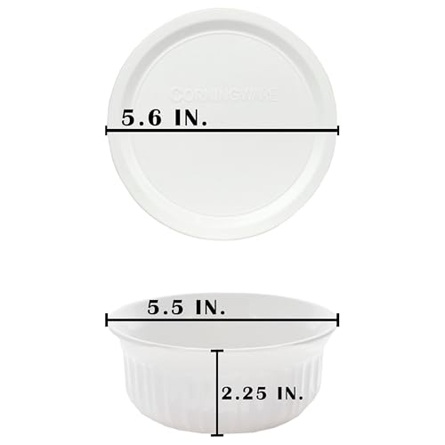 CorningWare FS16 16oz Round French White Casserole Dishes with Lids – 2-Pack