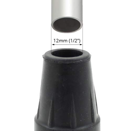 Pack of 4 Small Black Rubber Ferrule Tips for Hiking Poles - 12mm