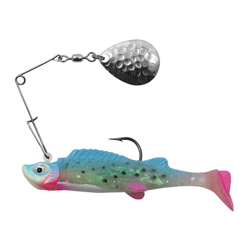 Mimic Minnow Spin Finesse Spinner Bait - 1/4 Oz, Glow Rainbow