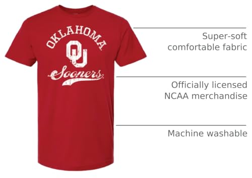 Red & West NCAA Oklahoma Men's Cotton T-Shirt Large Crimson Vintage Logo