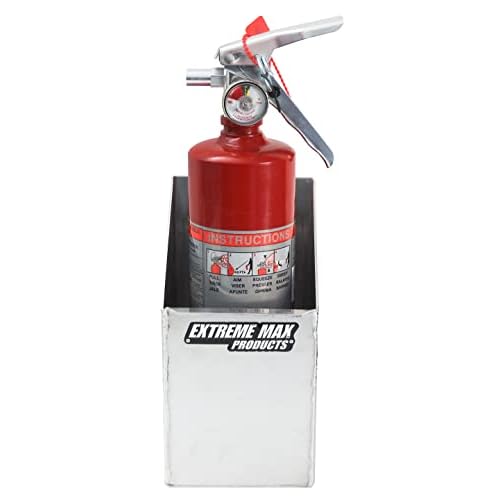Extreme Max 5001.6091 Aluminum Fire Extinguisher Holder Storage for Enclosed Trailer, Shop, Garage, Silver