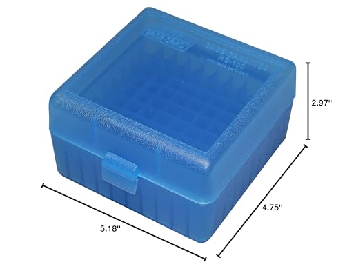 100 Round Rifle Ammo Box for 17, 204, 223, 5.56x45 - Clear Blue