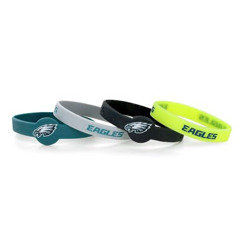 NFL Silicone Bracelets 4-Pack - Philadelphia Eagles Team Wristbands
