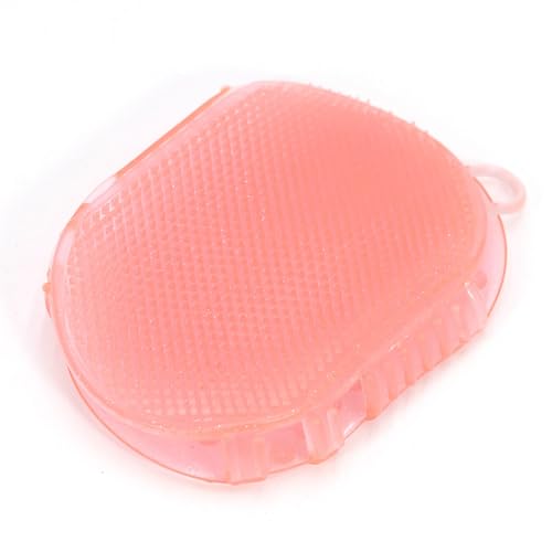 Rubber Curry Grooming Scrubber - Dual-Sided Soft & Firm Tips - Pink