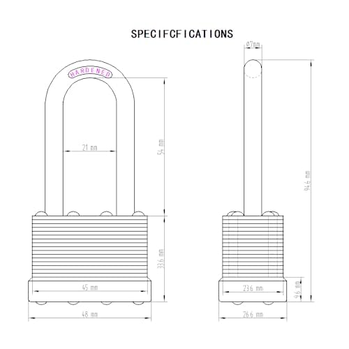8-Pack Keyed Alike Laminated Steel Padlocks Keys, 1-3/4" Wide, Heavy Duty Long Pad Lock Set with Same Keys