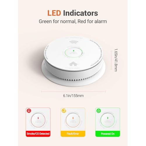 Jemay Smoke Alarm Detector, 10-Year Battery Fire Alarms Photoelectric Smoke Detectors with Voice Alert & Failure Warning, Easy Install Fire Detector for House, UL217-9th,1 Packs