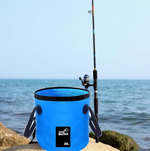 MIZORLIE 2-Pack Collapsible 5 Gallon Water Buckets Blue & Orange Camping Storage
