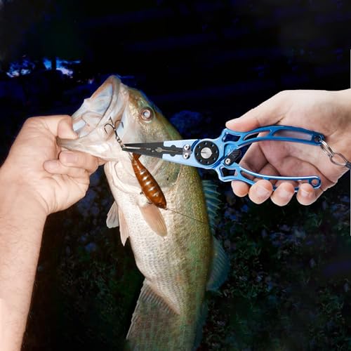 FLISSA 8-inch Aluminum Saltwater Fishing Pliers with Titanium Jaw & Line Cutters