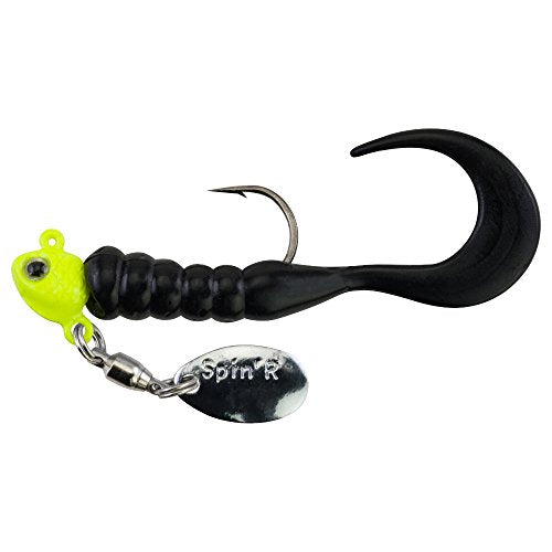 Crappie Buster Spin'R Grub Fishing Lure - 2-Inch, 1/16-Ounce, Chartreuse/Black