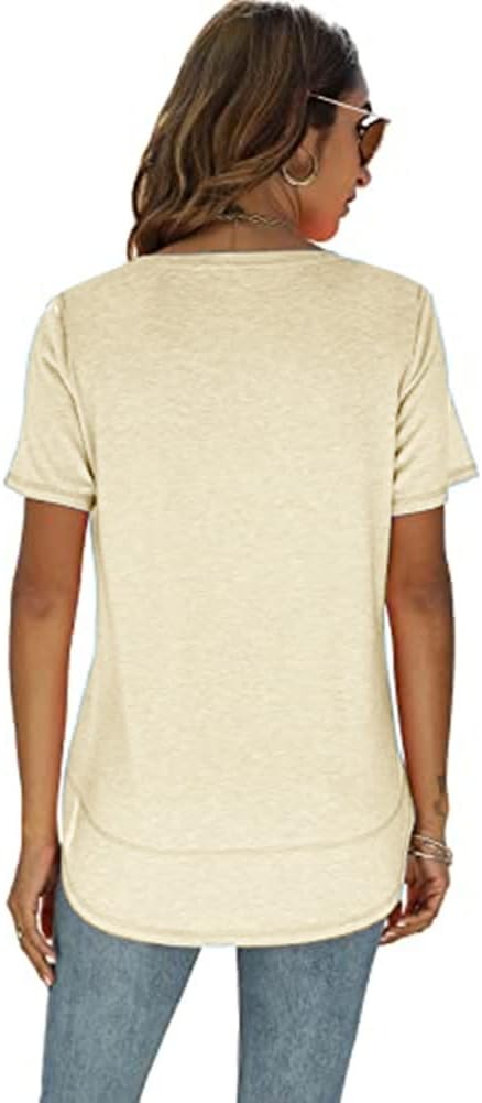 Beimuc Summer Tops for Women - Short Sleeve Crewneck Tunic Shirt with Side Split | Loose Fit