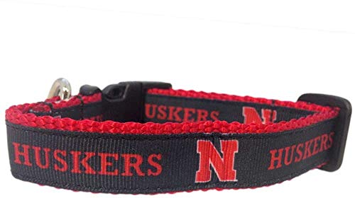 Collegiate Dog Collar - Adjustable, Small Size, Nebraska Colors