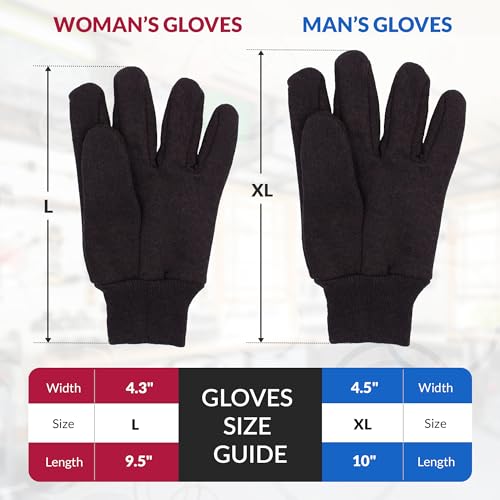 ABC PACK & SUPPLY Brown Jersey Gloves for Men and Women. Brown Jersey Work Gloves. Polyester and Cotton Garden Gloves