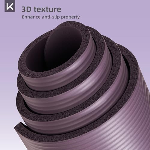 KEEP 15mm Thick NBR Yoga Mat 72x32 Purple, Extra Wide Non-Slip for Yoga, Pilates & More