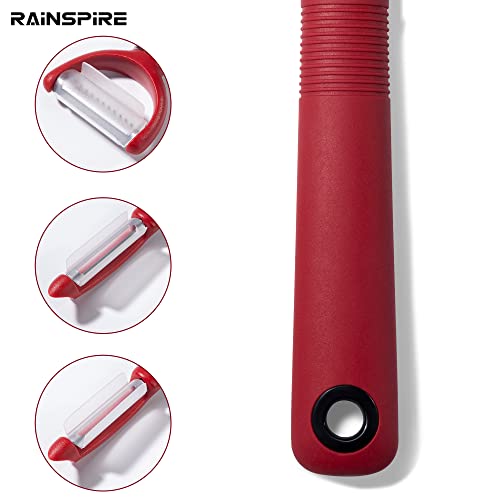 Premium 3-Piece Vegetable Peeler Set - Dishwasher Safe, Red