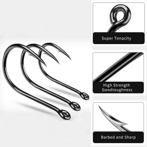 310Pcs Fishing Hook Set - 8 Sizes High Carbon Forged Steel for Freshwater & Saltwater