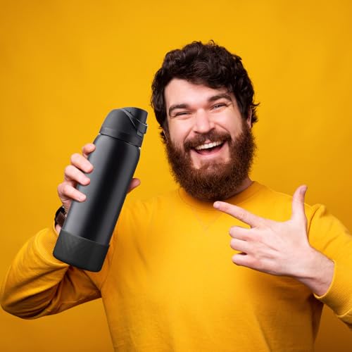 Silicone Water Bottle Boot - 2PCS Protective Bottom Bumper for Owala 32oz - Black