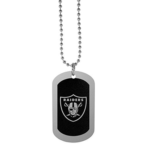 Las Vegas Raiders Chrome Tag Necklace - 26 Inch Black
