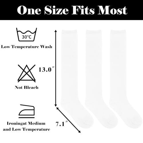 Knee High Socks for Women - 3 Pack White Cotton Tube Socks