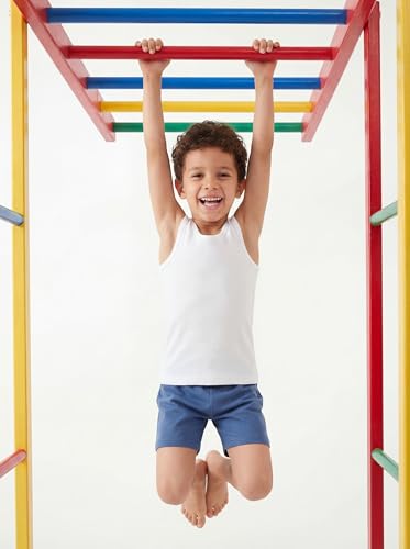 Andrew Scott Basics Boys' Color A-Shirt Sport Tank Top 10-Pack (Large) – White & Colorful Cotton Undershirts