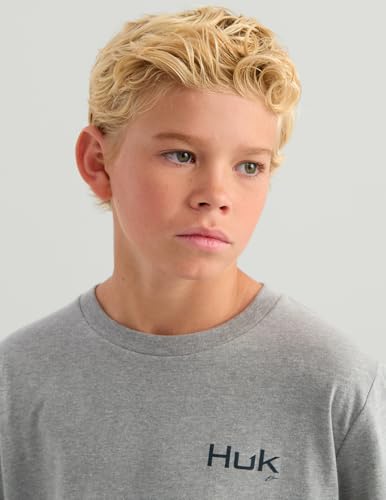 HUK Kids Kc Americana Sharkskin Heather Short Sleeve Performance T-Shirt - Medium