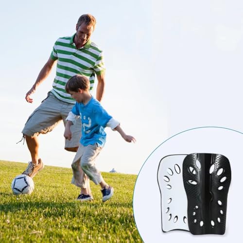Soccer Shin Guards for Kids - 2 Pairs Lightweight Black & White A - Small