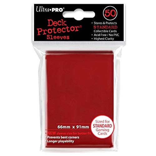 Standard Size Card Protector Sleeves - Red, 50 Count