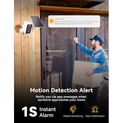 Solar Camera Outdoor Wireless, Battery Security Cameras with Solar Panel for Home Security, Motion Detection, Night Vision, Alexa, 2.4G Wi-Fi Only, Only Event Recording