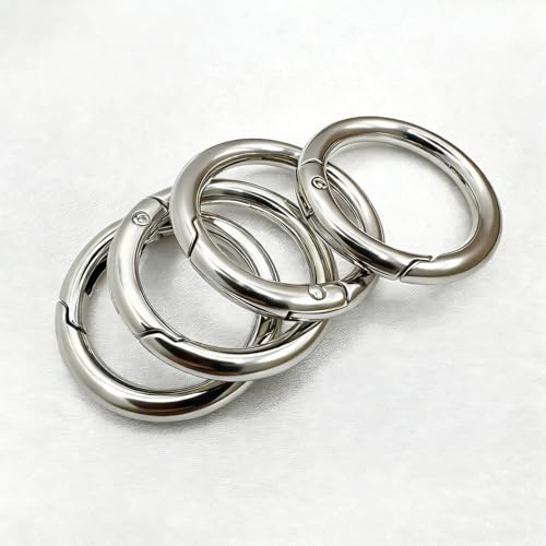 20 Pack Metal Key Ring Clips - 0.75 Inch Spring O Rings - Silver