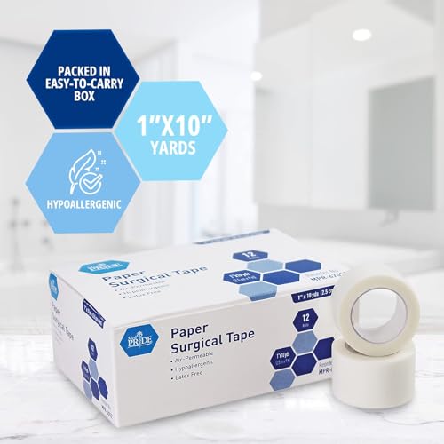 MED PRIDE Hypoallergenic Surgical Paper Tape 1 inch x 10 yards 12-pack