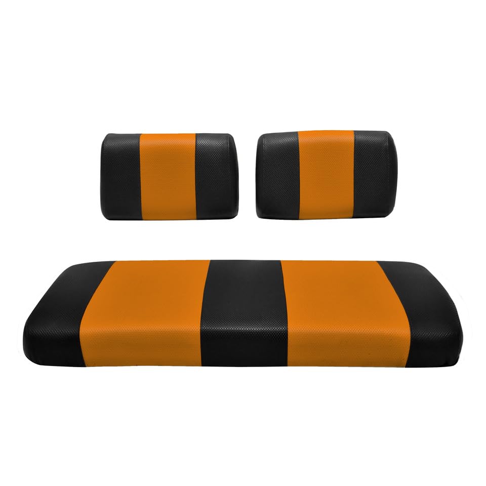 Seat Cover Replacement for Yamaha G-16/G-22 Golf Cart - Front Bench Seat - Premium Marine Vinyl - 5 Panel Stitching - Staple On Installation - Two-Tone Golf Cart Seat Covers (Black & Orange)