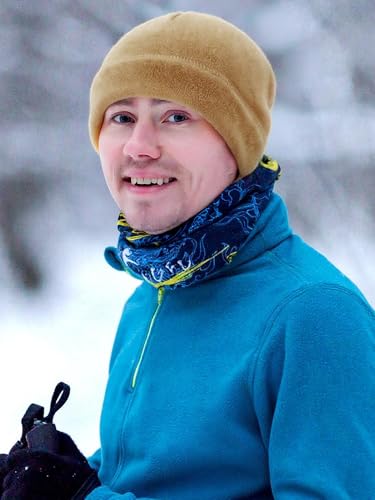 Winter Warm Skull Cap Beanie Hat - Soft Fleece, Windproof, Khaki/Pink/Rose Red - Large