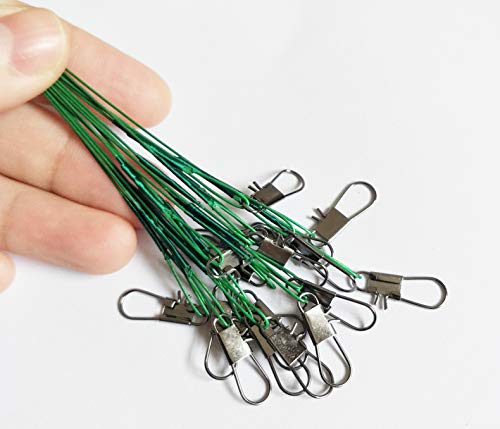 60PCS Nylon-Coated Fishing Wire Leaders with Swivels & Snaps - 3 Sizes, Durable & Abrasion-Resistant