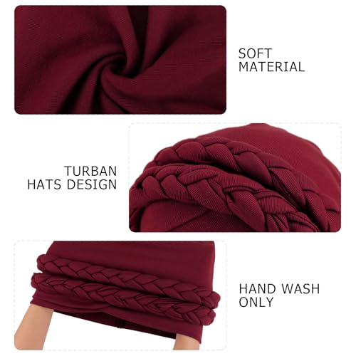 DRESHOW 3 Pack Twisted Turban Head Wraps for Black Women - Burgundy, Black, Navy Blue