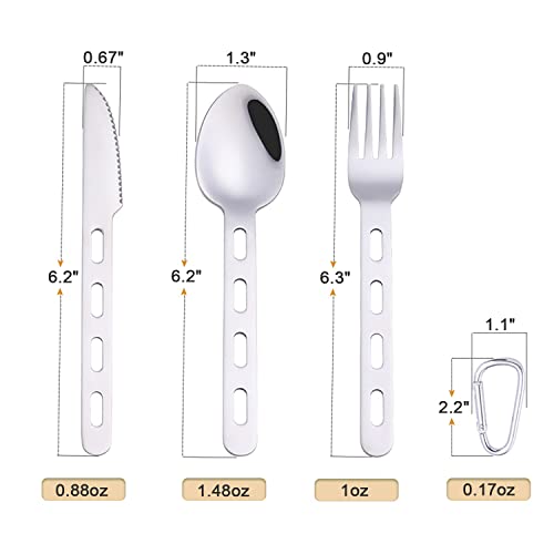 Ultralight Stainless Steel Camping Flatware Set - Silver