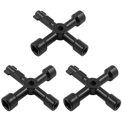 4-Way Multi-Functional Utility Key Set, 3 Pcs - Black