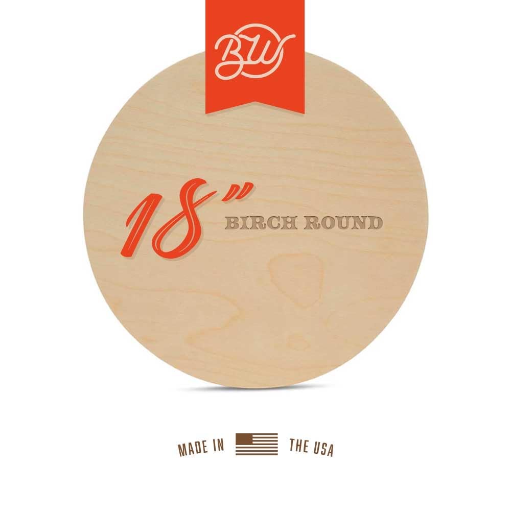 Borowood 18-Inch Birch Wood Round - 1/4” Thick Plywood Circle for Crafts, Signs, Painting, Laser Cutting - 1 Pack - Made in USA