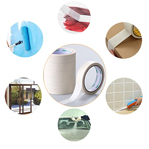 esowemsn 5 Rolls 2cm White Masking Tape Painters Tape Natural Rubber Adhesive Professional Grade Paint Tape for Decorating, Protecting, Painting, Labeling, Packing, Craft, Art