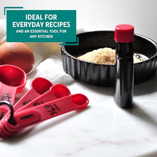 4 Piece Nested Measuring Spoons Set - Red Kitchen Tool