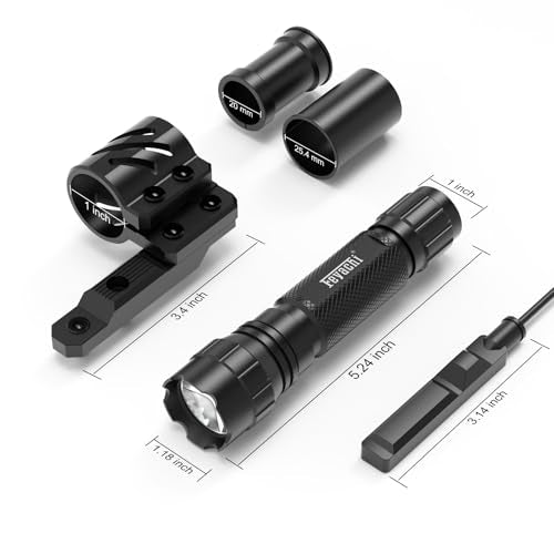 Feyachi FL14-MB Flashlight 1200 Lumen Matte Black LED Light with Flashlight Mount and Pressure Switch Included