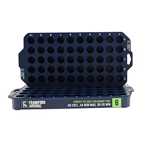 Frankford Arsenal Reloading Trays 2 Pack, Holds 50 Cases, 9 Sizes, Precise Fit, for Reloading and Gunsmithing